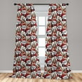 thumbnail image 5 of Ambesonne Christmas Curtains, Snowman Reindeer, Pair of 28"x63", Pale Brown White and Red, 5 of 5