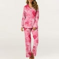 thumbnail image 2 of Womens Pajama Sets Trendy Valentines Day Print V Neck Long Sleeve Long Pant Sleepwear Fall Fashion Outfits,Pink,L, 2 of 7
