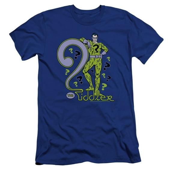 DC Comics The Riddler Premium Canvas Adult Slim Fit 30/1 T-Shirt Royal Blue
