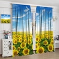 thumbnail image 4 of Sunflower Curtains Natural Scenery Flower Rod Pocket Blackout Window Treatment for Living Room Girls Woman Room Decor Floral Art Printed Window Drapes 52x84in, 4 of 6