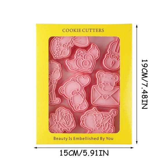 EGNMCR Cake Mold Valentine's Day Moulds Heart Moulds Fondant Baking Tools Set Of 8 Cookie mold
