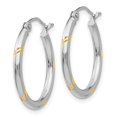 thumbnail image 4 of Auriga Fine Jewelry 14K White Gold Yellow Rhodium Hoop Earrings for Women (L- 19mm, W- 2mm), 4 of 5