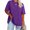 Purple, variant on Langwyqu Plus Size Women Solid Color Round Neck Short Sleeve Casual T-Shirt Blouse