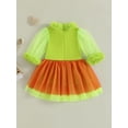 thumbnail image 5 of Suealasg Kids Toddler Girl Christmas Dress Casual Contrast Colors Mesh Long Sleeve Tulle Dress Little Girl Spring Clothes, 5 of 9
