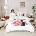thumbnail image 4 of Castle Fairy Pink Fashion Queen Comforter Set,Romantic Flower Peony Bedding Comforter Set, 4 of 8