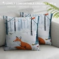 thumbnail image 3 of CMMY  Throw Pillow Covers Red Fox with Red Yellow Bird Winter Landscape Decorative Pillow Cover for Pillows Couch Sofa Bed 22x22in, 3 of 5