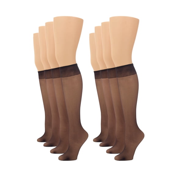 No nonsense Women's Sheer Knee Highs with Comfort Top 8 Pair Pack, Tan, One Size