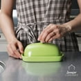 thumbnail image 3 of SWEEJAR Ceramics Butter Dish with Lid, Butter Keeper Container, East/West Coast Butter, 7 inches,Green, 3 of 5