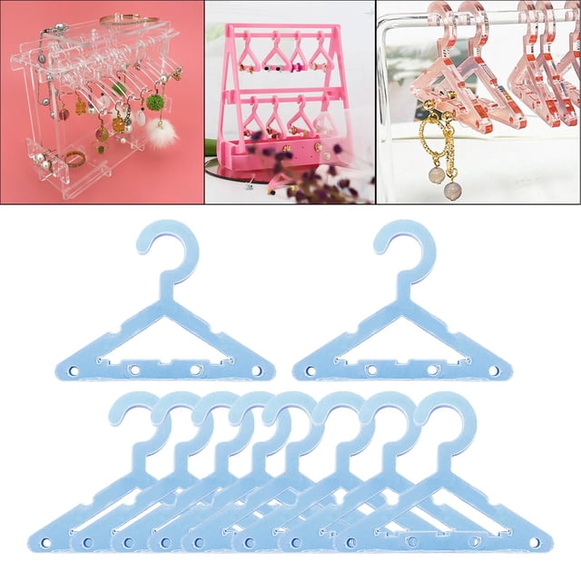 Pendiente Percha Acrílico Mini Perchero Perchero Niñas Mujeres Joyería Soporte de exhibición Oreja Stud Stand Decoraciones sin base para escritorio Tienda minorista azul Yinane Soporte para pendientes