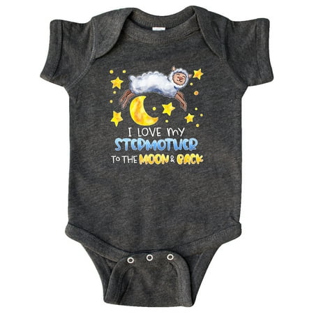 

Inktastic I Love my Stepmother to the Moon and Back Cute Sheep Gift Baby Boy or Baby Girl Bodysuit