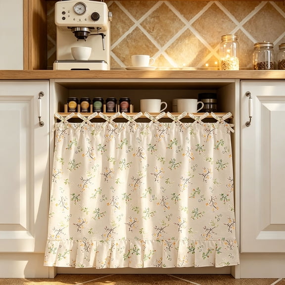 Ruffled Oven Cover with Adjustable Tie,Instant Kitchen Makeover for Rental Apartment,Waterproof Stove Skirt for Baking Grilling,30x22 in