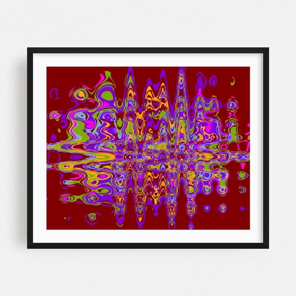 Reflections - Digital Art Psychedelic Abstract Surrealism Modern Art Geometric Pop Art Pattern Black Framed Wall Art Print 8 x 10 inches