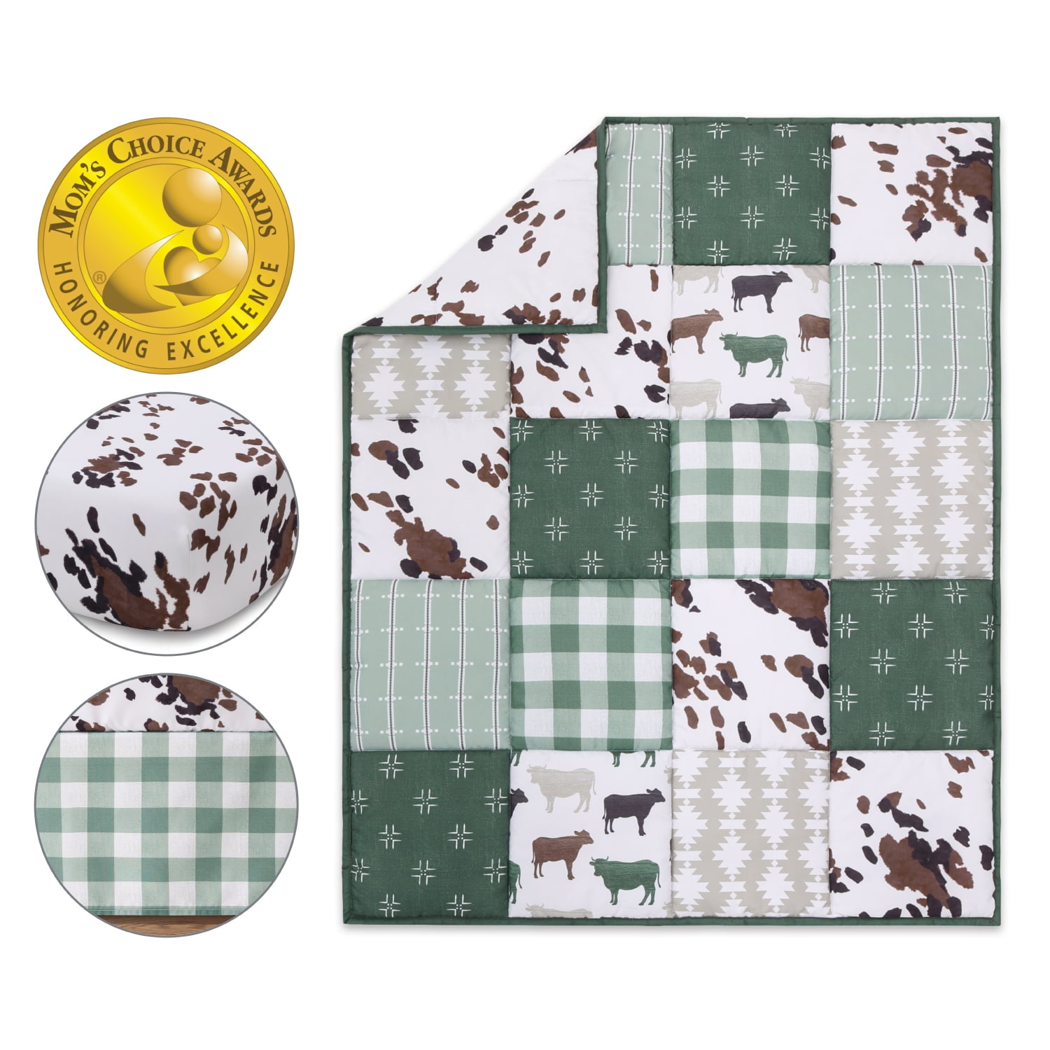 The Peanutshell Nursery Crib Bedding Set for Baby Boys, Boho Farm, 3 Pieces