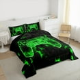 thumbnail image 3 of jejeloiu Teens Video Game Bedding Comforter Set,Cartoon Console Gamepad Twin Comforter Sets,Neon Green Plaid Bedding Set For Teens,Breathable Home Decor Reversible,2 Pieces, 3 of 8