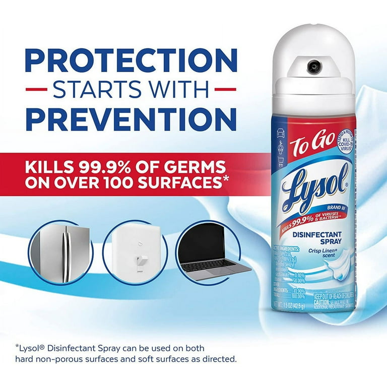 pack) Lysol To Go Travel Size Disinfectant Spray, Crisp Linen