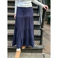 thumbnail image 6 of Yunliwuli Women Long Skirt, Elegant Low Waisted Skirt Pleated Solid Flowy Summer Skirt for Casual Daily, 6 of 9