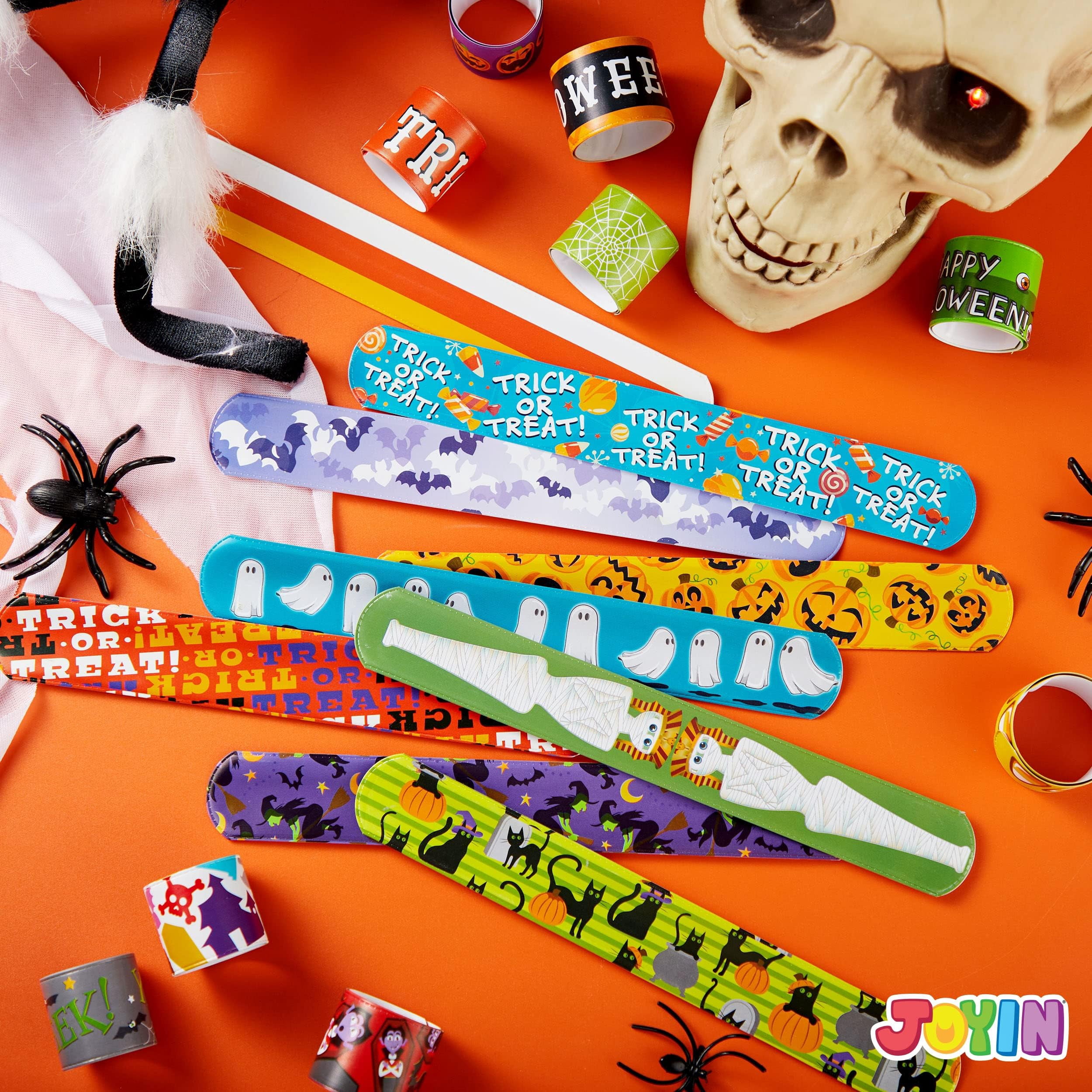 Joyfy 72 Pcs Halloween Slap Bracelets for Kids,Halloween Toys Bulk