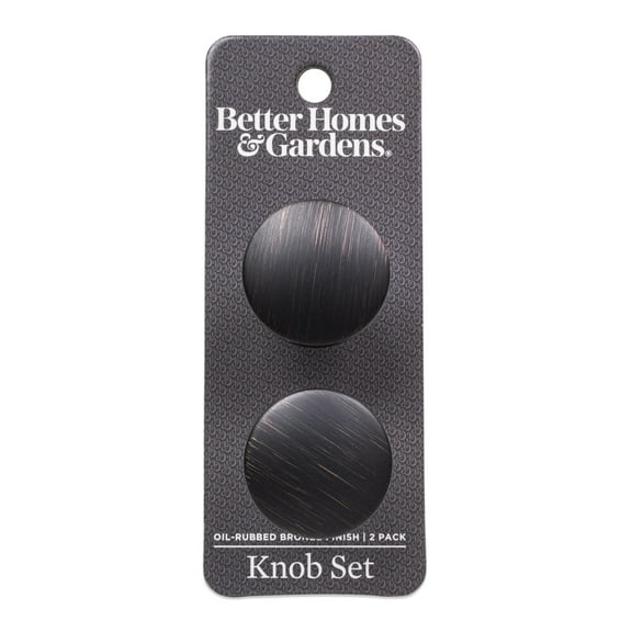 Better Homes & Gardens 1-1/4" (32mm) (5oz) Modern Knob, Oil Rubbed Bronze, 2 Pack