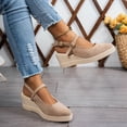 thumbnail image 3 of Modisza Pointed Closed Toe Wedge Sandals for Women Casual Slingback Suede Espadrilles Slip on Walking Shoes for Ladies Work size 6 Beige, 3 of 7