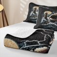 thumbnail image 4 of Feelyou Storm Lighthouse Shark Sea Twin Quilt Set for Men Boys, Boat Nautical Marine Wildlife Twin Coverlet Set, Black Blue, 2pcs, 4 of 7