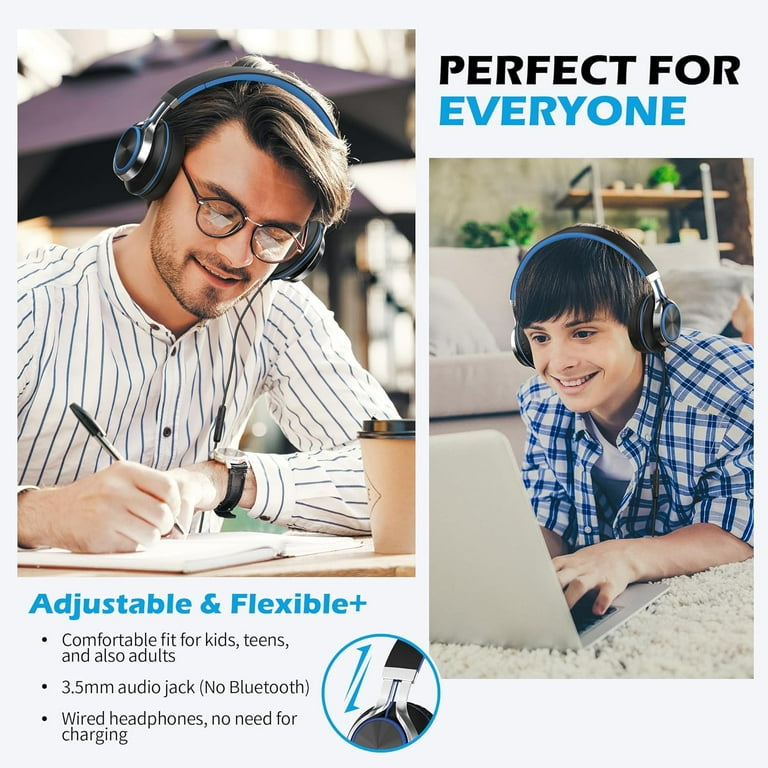 AILIHEN C8 Headphones Wired On Ear Headphones with Microphone and Volume Control Foldable Corded Stereo 3.5mm Headset for Smartphones Chromebook Laptop Computer PC Tablets Travel Black Blue Walmart ...