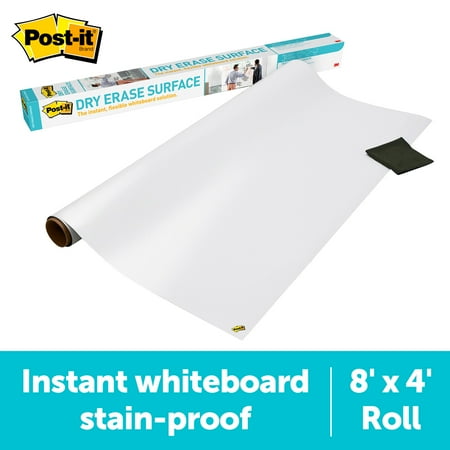 Post-it Dry Super Sticky Self-Stick Dry Erase Surface Film  White  8 ft. x 4 ft.