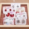 thumbnail image 2 of 100pcs cute flower style earring paper package card DIY small stud earring card white kraft paper jewelry display card F 100card100oppbag, 2 of 5