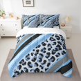 thumbnail image 2 of Homewish Fashion Cheetah Print Bedding Comforter Set, Leopard Wildlife King Bedding Sets, Blue Abstract Stripes Bed Sheets, Lightweight Room Decor, 2 of 7