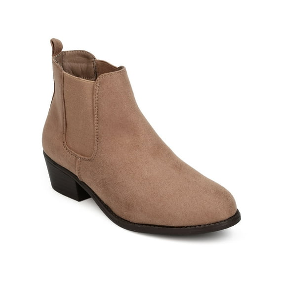 New Women Refresh Tildon-03 Faux Suede Round Toe Chelsea Bootie