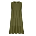 thumbnail image 6 of Summer Dress Women's Dresses Elegant Beach Dress Sleeveless Casual Dress Knee-Length A Line Round Neck Mini Dress Spaghetti Dress Strap Dress Casual Plain Dress Army Green M, 6 of 7