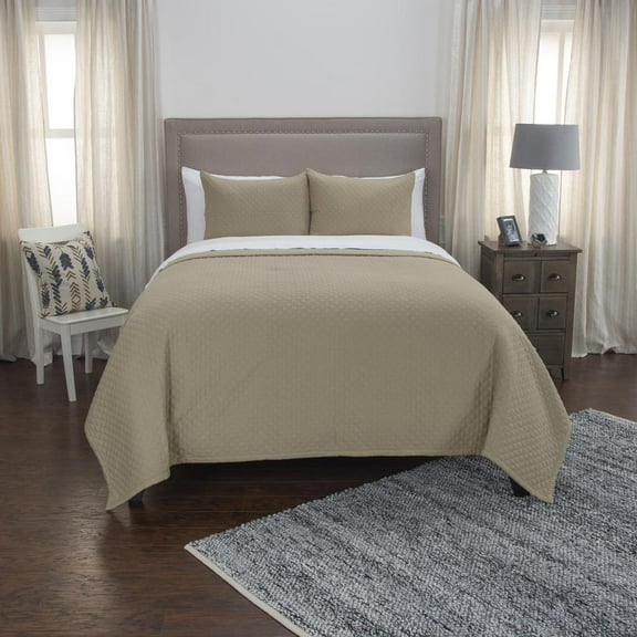 Rizzy Home Transitional Donny Osmond Solid Quilt With Taupe DOHBQ4456TA009092