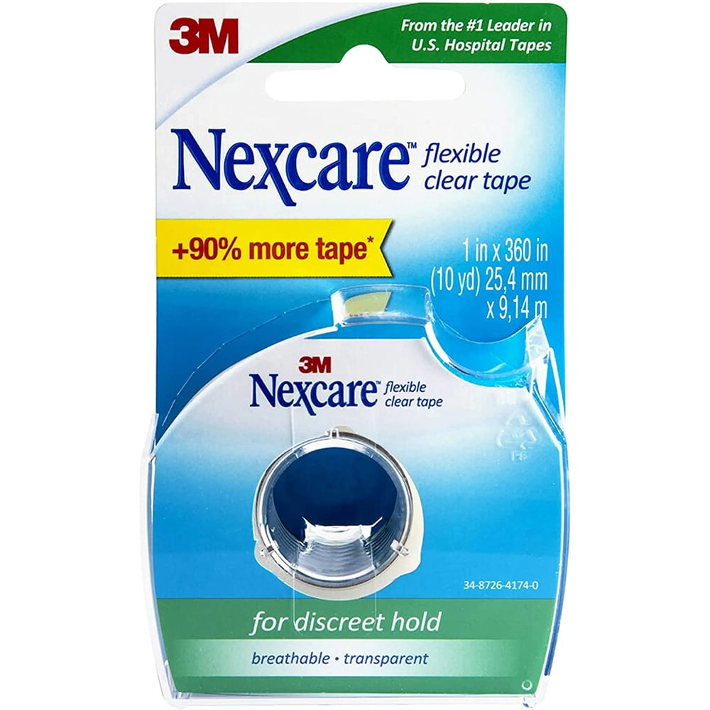 Nexcare Flexible Clear Tape, Waterproof Transparent Medical Tape, Secures Dressings and Catheter Tubing - 1 In x 10 Yds, 1 Roll of Tape
