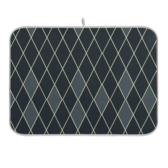 Carbon Black Block Dish Drying Mat 16x18 Absorbent Microfiber Draining Rack Pad for Kitchen Counter Sink