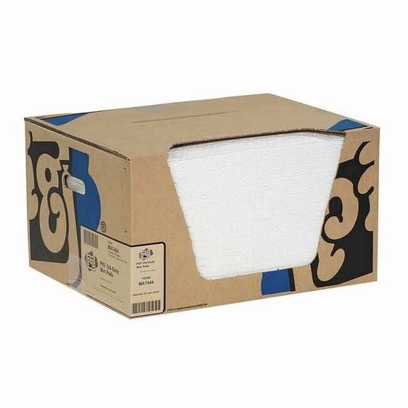 Pig Sorbent Pad, 17 gal, 15 in x 20 in, Oil, White, 100 PK MAT454