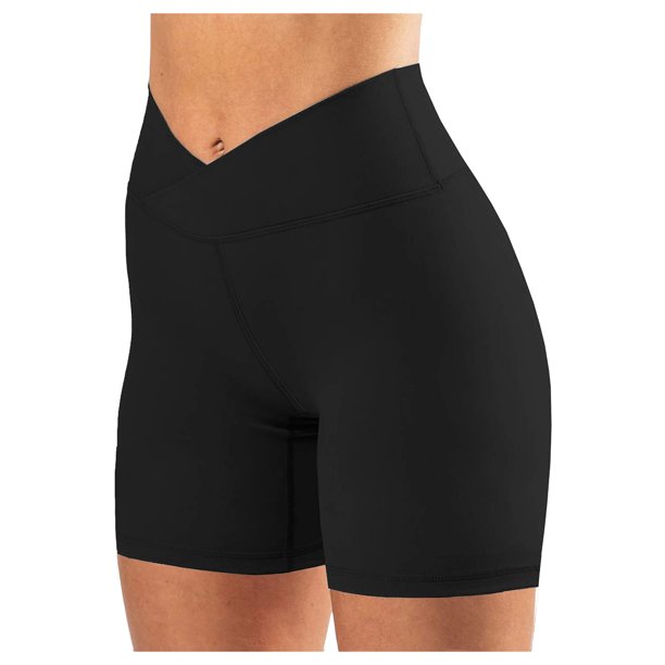 BLS Women's athletic shorts for women, High Crossover Waist Scrunch ...