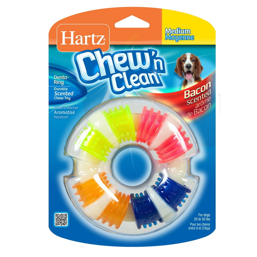 Hartz Chew 'N' Clean Ring Bacon Scented Dog Teething Toys, Medium