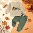 thumbnail image 2 of yboeqw Toddler Baby Boys Clothing Outfits 2 Piece Trendy Print Long Sleeve Round Neck T-Shirt and Relaxed Fit Pants Sets Green,Size 12-18 Months, 2 of 7