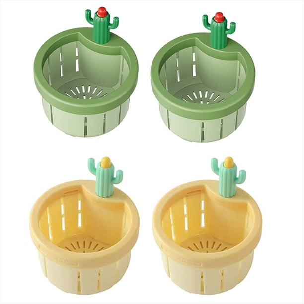 4 Tapones de de Cactus de Plástico, Colador de Drenaje de de Pequeña, Filtro de de Cocina, para una Cesta de Elevación Fácil de Enjuagar