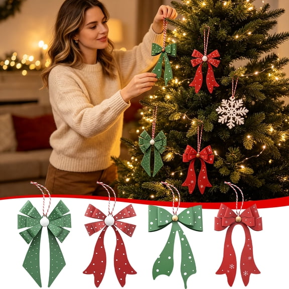 Viflosae Christmas Decoration Tree Ornaments Metal Bow Christmas Ornament Suitable for Christmas Tree Wreaths and Festive Home Decor.