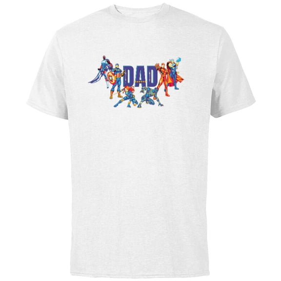 Marvel Super Heroes Avengers Family Vacation Trip Dad - Short Sleeve Cotton T-Shirt for Adults - Customized-White