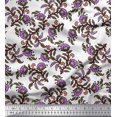 thumbnail image 1 of Soimoi Polyester Crepe Fabric Leaves & Floral Block Print Fabric by Yard 52 Inch Wide, 1 of 3