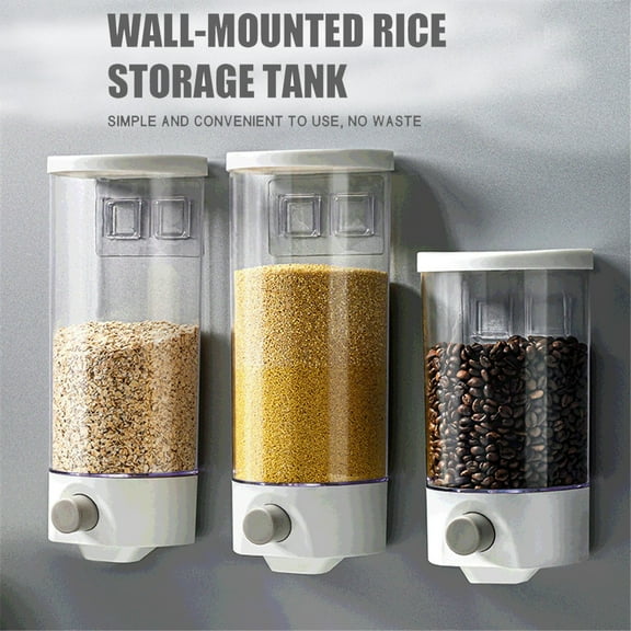 Wall Mounted Rice Dispenser Saves Counter Space - Practical Grain Keeper Lets You Pour Exact Portions for Daily Cooking Without Mess(1000Ml)