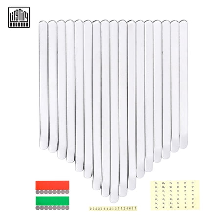 LINGTING 17 Kalimba Keys Thumb Piano Keys Replacement Kit Manganese Steel with Stickers for 17 Key B/C Major Kalimba