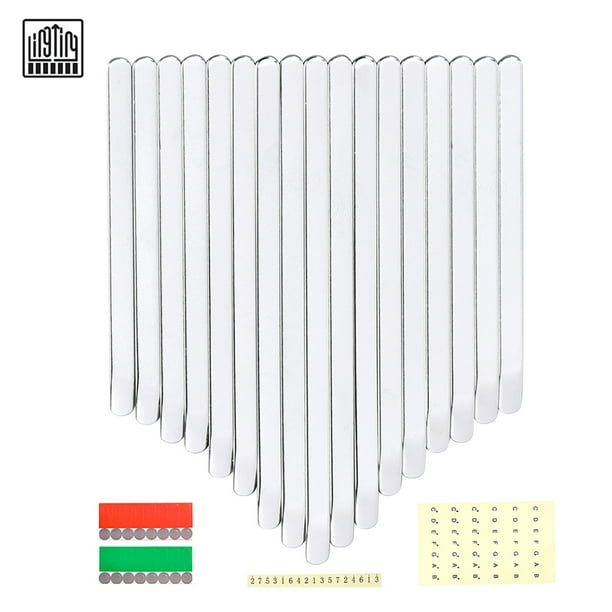 Llave Kalimba LINGTING 17 llaves Kalimba Kit de repuesto de teclas de piano de pulgar acero al manganeso con pegatinas para 17 teclas B / C Major Kalimba LINGTING Llave Kalimba