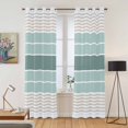 thumbnail image 2 of Teal Aqua Stripes Kitchen Curtains 96 Inch Length, Modern Ombre Abstract Aesthetics Grommet Top Bedroom Living Room Curtains, Light Filtering Cafe Curtain Drapes 2 Panels Set 104''x96'', 2 of 9