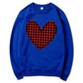 thumbnail image 4 of Fadeal Chandails en Molleton Cœur pour Femmes Saint-Valentin Dames Imprimé Cœur à Carreaux Mode Col Rond Décontracté Manches Longues Pull Col Rond Chandails en Molleton Saint-Valentin pour Femmes Bleu TG, 4 of 4