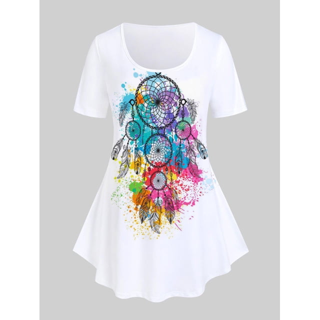 Camiseta de Talla Extra con Estampado de Salpicadura de Pintura Rosegal Camisetas tallas grandes