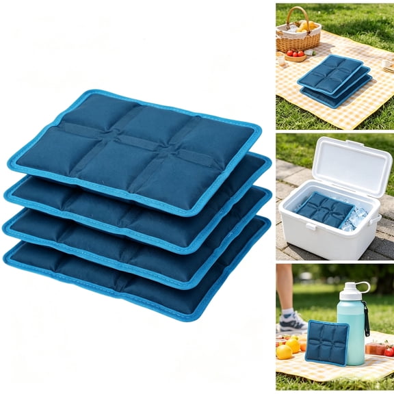 Topboutique Reusable Ice Pack 4 Pack Flexible Ice Sheets Cooler for Lunch Box and Cooler Bag Long-Lasting Cold Packs Freezer Packs for Shipping Food Ice Mat Packs Cooling Packs for Mailing