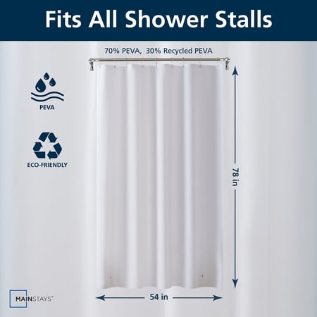 MAINSTAYS MEDIUM WEIGHT PEVA SHOWER LINER 54″ X 78″ FOR BATHROOM STALL – FROSTY