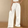 thumbnail image 2 of Wyobmus Women's Wide Leg Pants With Pockets High Waisted Work Pants Business Casual Outfits Loose Trousers Business Work Casual Pants White, 2 of 8